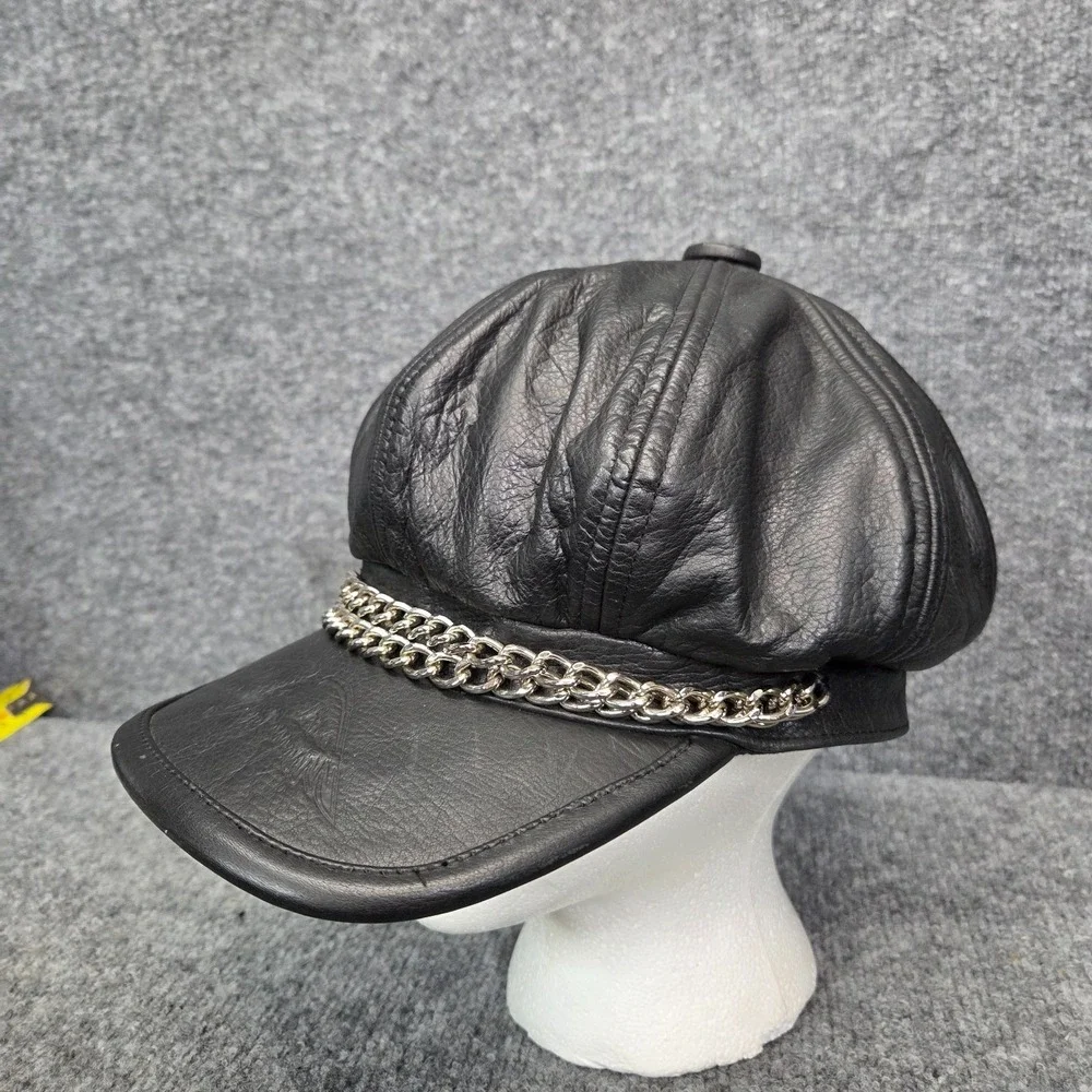 HOLY GRAIL! Harley Davidson Vintage Leather Motorcycle‎ Eagle Captains Hat Y2K M
